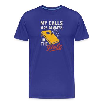 Cornhole Arbitre Arbitre officiel - T-shirt bio Premium Homme - bleu roi - Devant - Damien (186cm)