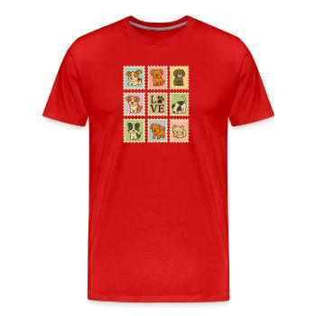 Adorable Puppy Dog Collection with Love Motif - Men's Premium Organic T-Shirt - red - Front - Damien (186cm)