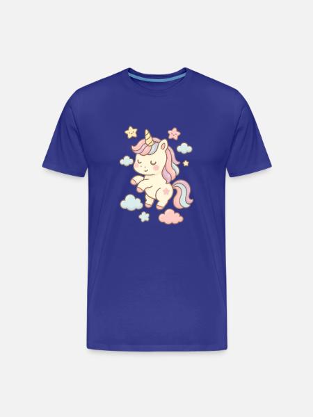 Schöne Einhorn-Illustration mit Pastellmuster - Männer Premium Bio T-Shirt - Königsblau