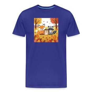 Herbstliche Waldtiere Illustration - Männer Premium Bio T-Shirt - Königsblau - Vorne - Damien (186cm)