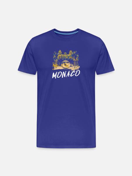 Monaco façade Casino, Globe Doré - T-shirt bio Premium Homme - bleu roi