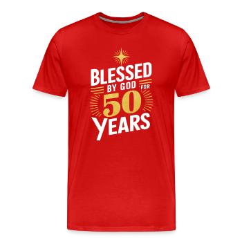 50th Anniversary Celebration Design - Men's Premium Organic T-Shirt - red - Front - Damien (186cm)