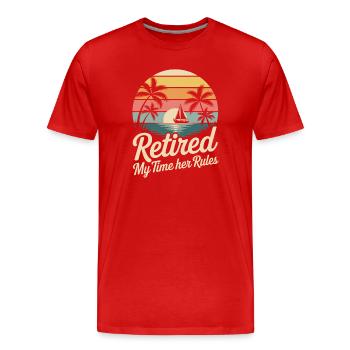 Retired Rente Rentner Lustiger Spruch - Männer Premium Bio T-Shirt - Rot - Vorne - Damien (186cm)