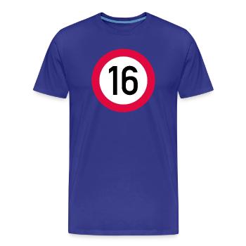 16. Geburtstag Achtung! Verkehrsschild 16 Km/h - Männer Premium Bio T-Shirt - Königsblau - Vorne - Damien (186cm)