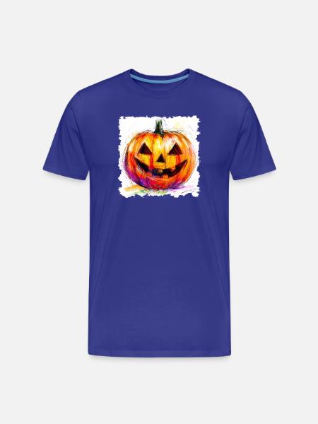 Bunter Kürbis Jack-O-Lantern - Männer Premium Bio T-Shirt - Königsblau