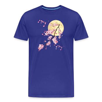 Vollmond mit Kirschblüte - Männer Premium Bio T-Shirt - Königsblau - Vorne - Damien (186cm)