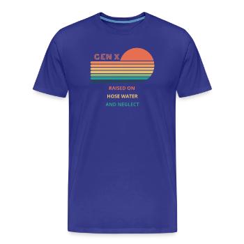 Gen X Raised On Hose Water And Neglect design. - Men's Premium Organic T-Shirt - royal blue - Front - Damien (186cm)