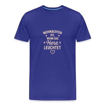Herz leuchtet zu Weihnachten - Männer Premium Bio T-Shirt - Königsblau - Vorne - Damien (186cm)