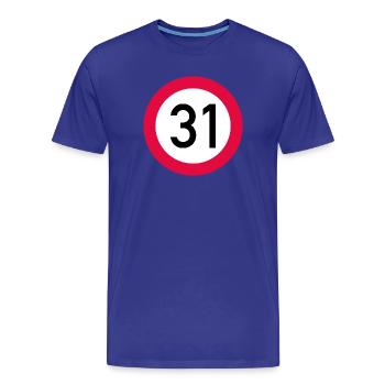 31. Geburtstag Achtung! Verkehrsschild 31 Km/h - Männer Premium Bio T-Shirt - Königsblau - Vorne - Damien (186cm)