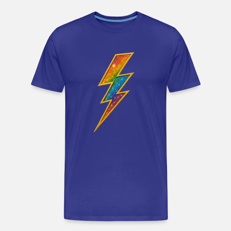 Regenbogen Blitz mit Goldrahmen - Männer Premium Bio T-Shirt - Königsblau