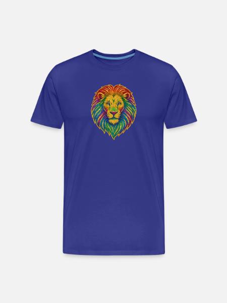 Rainbow Lion Glitter Motif - Men's Premium Organic T-Shirt - royal blue