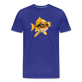 Goldfisch mit Taucherbrille - Männer Premium Bio T-Shirt - Königsblau - Vorne - Damien (186cm)