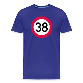 38. Geburtstag Achtung! Verkehrsschild 38 Km/h - Männer Premium Bio T-Shirt - Königsblau - Vorne - Damien (186cm)