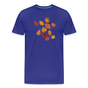 Herbstblätter ohne Rand - Männer Premium Bio T-Shirt - Königsblau - Vorne - Damien (186cm)
