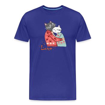 Katzen verliebt - Männer Premium Bio T-Shirt - Königsblau - Vorne - Damien (186cm)