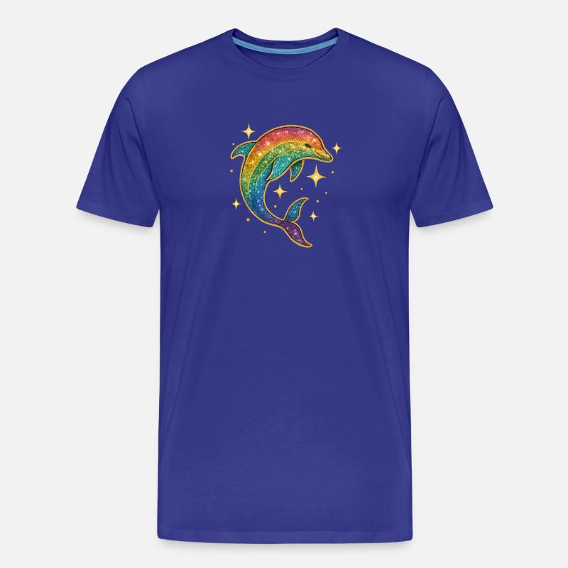 Regenbogen Delfin Sternenglitzer - Männer Premium Bio T-Shirt - Königsblau