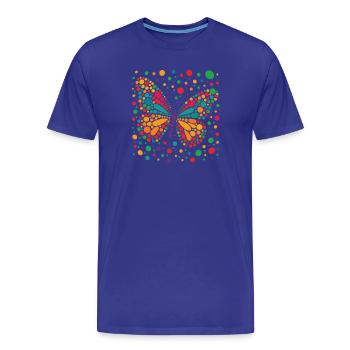 T-shirt papillon tacheté – pois colorés - T-shirt bio Premium Homme - bleu roi - Devant - Damien (186cm)