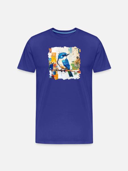 Blauer Vogel im Farbblock-Abstract - Männer Premium Bio T-Shirt - Königsblau