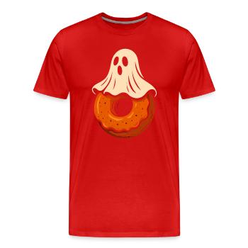Ghost Donut Halloween Motif - Men's Premium Organic T-Shirt - red - Front - Damien (186cm)