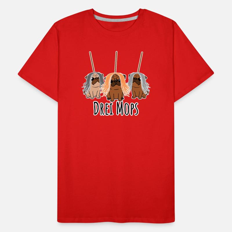 Zwei Mops - Hunde oder Putzgeräte? Hunde Humor? Männer Premium Bio T-Shirt