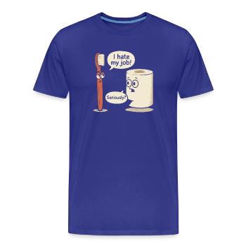Brosse à dents drôle et papier toilette dessin animé - T-shirt bio Premium Homme - bleu roi - Devant - Damien (186cm)