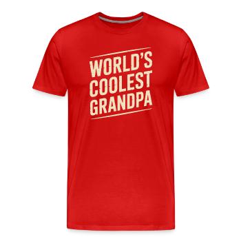 Worlds Coolest Grandpa Opa Spruch Vintage - Männer Premium Bio T-Shirt - Rot - Vorne - Damien (186cm)