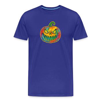 Regenbogen Kürbis Grinsen - Männer Premium Bio T-Shirt - Königsblau - Vorne - Damien (186cm)