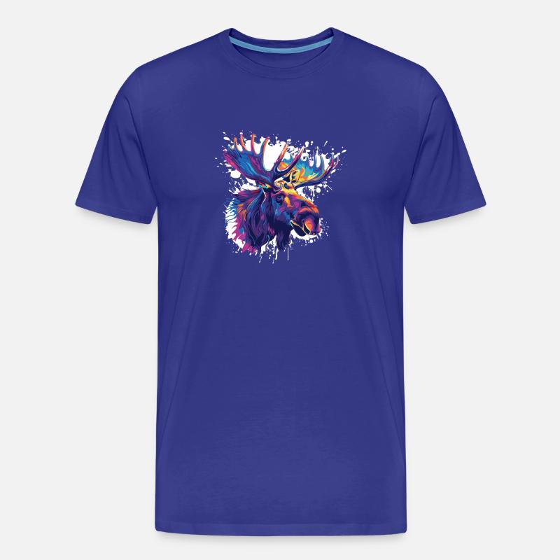 Bunter Elch Kopf Farbexplosion - Männer Premium Bio T-Shirt - Königsblau