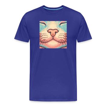 Retro Cat Nose – Colorful Whiskers Illustration - Men's Premium Organic T-Shirt - royal blue - Front - Damien (186cm)