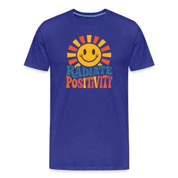 Sunburst rayonne de positivité - T-shirt bio Premium Homme - bleu roi - Devant - Damien (186cm)