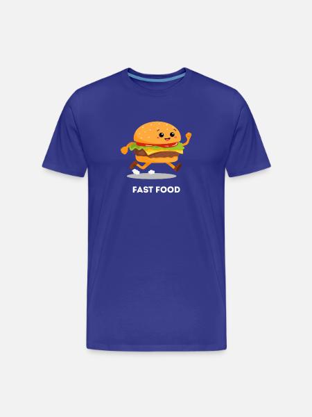 Running Burger – Fast Food Pun Design - Men's Premium Organic T-Shirt - royal blue