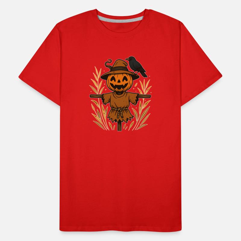 Pumpkin Ghost Scheuch with Raven Men's Premium Organic T-Shirt