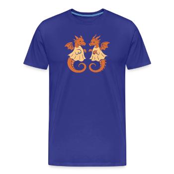 Duo de dragons jumeaux - T-shirt bio Premium Homme - bleu roi - Devant - Damien (186cm)