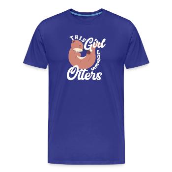 Sea Otter Cartoon Girl - Men's Premium Organic T-Shirt - royal blue - Front - Damien (186cm)