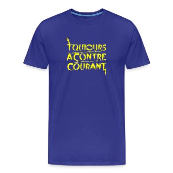 ALWAYS GOING AGAINST THE GRAIN! - Men's Premium Organic T-Shirt - royal blue - Front - Damien (186cm)