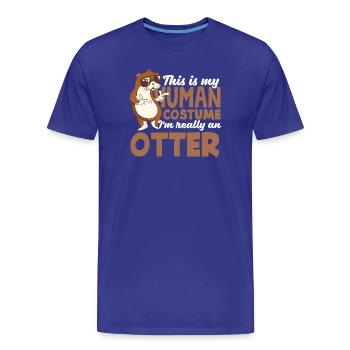 Sea Otter Cartoon Human Costume - Men's Premium Organic T-Shirt - royal blue - Front - Damien (186cm)