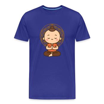 Meditation vor Lebensblume  - Männer Premium Bio T-Shirt - Königsblau - Vorne - Damien (186cm)