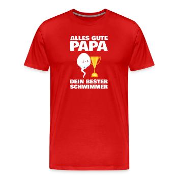 Alles Gute Papa wünscht dir dein bester Schwimmer - Männer Premium Bio T-Shirt - Rot - Vorne - Damien (186cm)