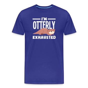 Sea Otter Cartoon Pun Funny - Men's Premium Organic T-Shirt - royal blue - Front - Damien (186cm)