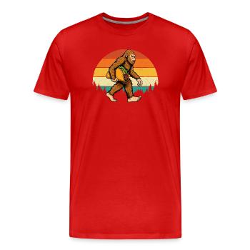Bigfoot Carrying Taco Funny Fiesta Mashup - Men's Premium Organic T-Shirt - red - Front - Damien (186cm)