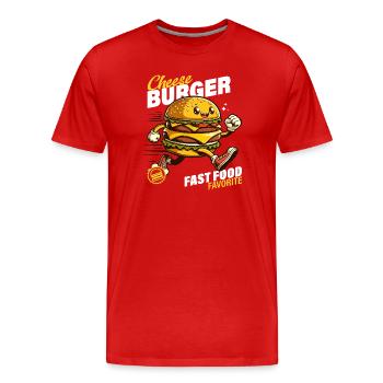Animierter Sprint Cheeseburger - Männer Premium Bio T-Shirt - Rot - Vorne - Damien (186cm)