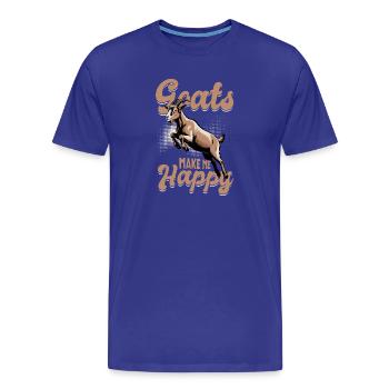 Funny Farm Animal Goat - Men's Premium Organic T-Shirt - royal blue - Front - Damien (186cm)