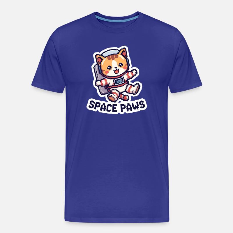Space Paws – Pixel Cat in Space - Männer Premium Bio T-Shirt - Königsblau