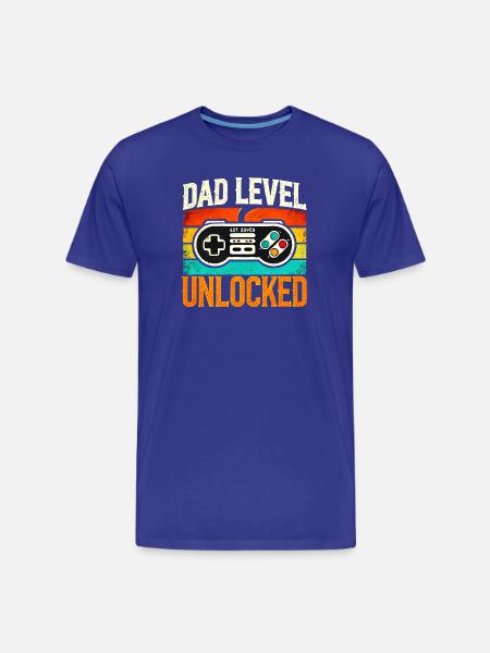 Dad Level Unlocked Retro Controller, Fathers - Men's Premium Organic T-Shirt - royal blue