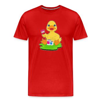 Duck Painter Brush Painting - Men's Premium Organic T-Shirt - red - Front - Damien (186cm)
