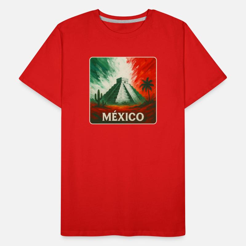 Mexico Pyramids Design Men's Premium Organic T-Shirt
