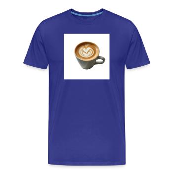 Latte Herzkunst Becherdesign - Männer Premium Bio T-Shirt - Königsblau - Vorne - Damien (186cm)
