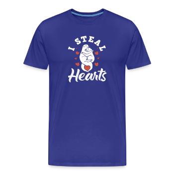 Sea Otter Cartoon Hearts - Men's Premium Organic T-Shirt - royal blue - Front - Damien (186cm)