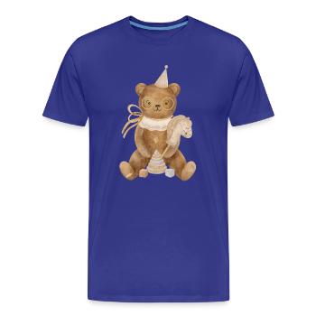 Ourson  fête d'anniversaire - T-shirt bio Premium Homme - bleu roi - Devant - Damien (186cm)