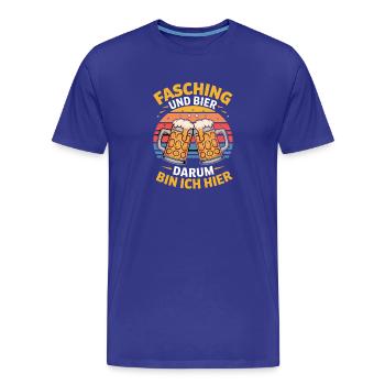 Carnaval et bière C’est pourquoi je suis ici Carnaval - T-shirt bio Premium Homme - bleu roi - Devant - Damien (186cm)